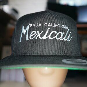 Baja California Mexicali Retro Script Style Embroidered Snapback Hat